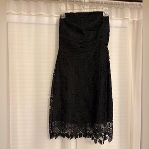 Sam Edelman Black Strapless Lace Midi Dress